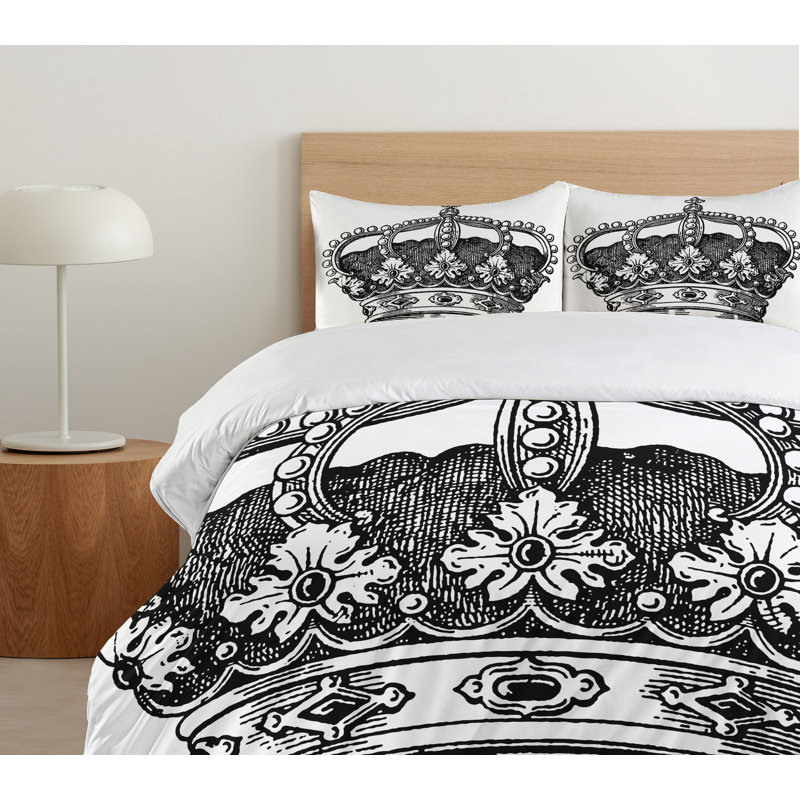 Ensemble de housse de couette avec icône czar symbol de la couronne royal, Très grand