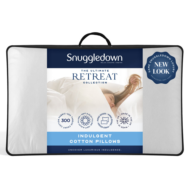 Snuggledown Retreat Cotton Pillow – Medium Support | Indulgent Comfort for Back & Side Sleepers