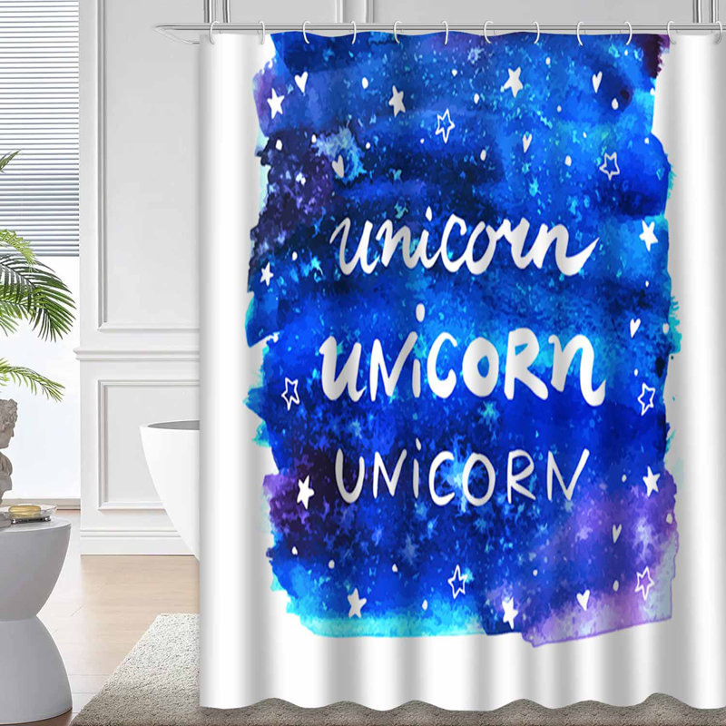 Rideau de douche bleu imperméable, rideaux de douche pour la salle de bain avec 12 crochets, 72" L x 72" W