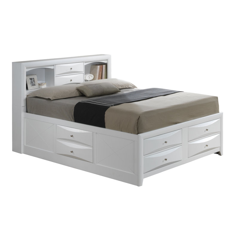 Champetre Bookcase Storage Bed, White, King