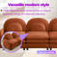 Canapé modulaire 3 places avec coussin double couche UnaNoxa, tissu polaire doux, dossier incurvé-126553595