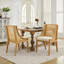 Chaises de salle à manger en rotin avec structure en bois massif, accoudoirs décoratifs et siège rembourré en lin pour les intérieurs de style rustique-61201520