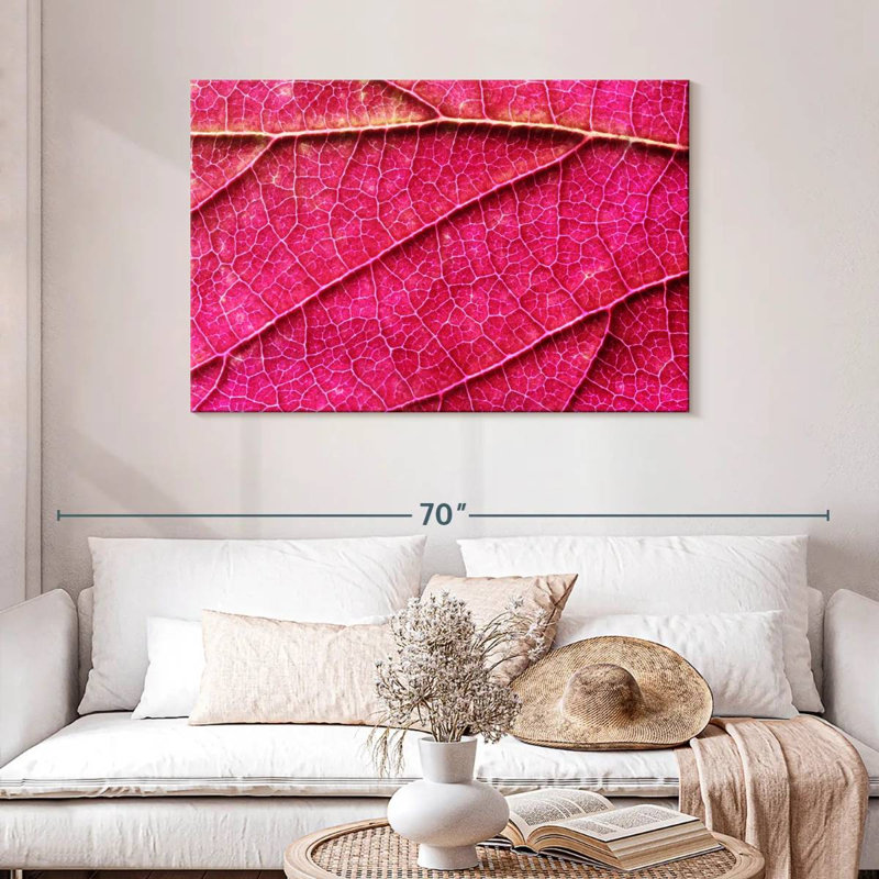 Veine de feuille rose, H 30 po x l 45 po