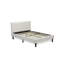 Ensemble de chambre pour grand lit 3 pièces - Base de lit capitonnée - Tête de lit tapissier en tissu de velours blanc lin et table de chevet à finition bourgogne-977534391-977534280