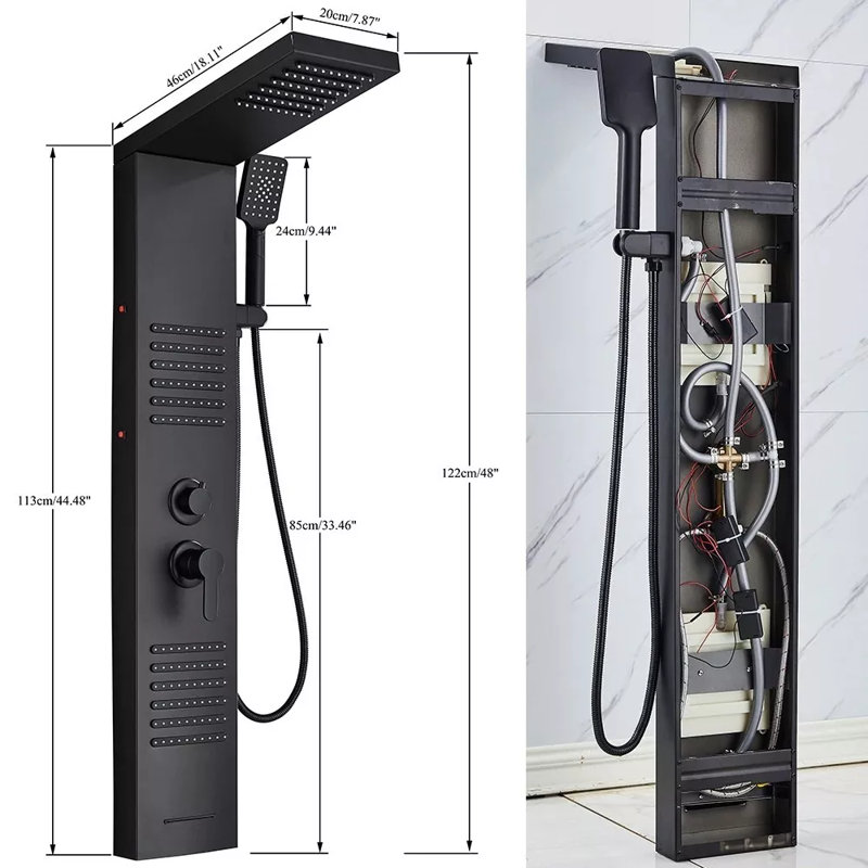 Système de douche à panneau de douche à DEL noir