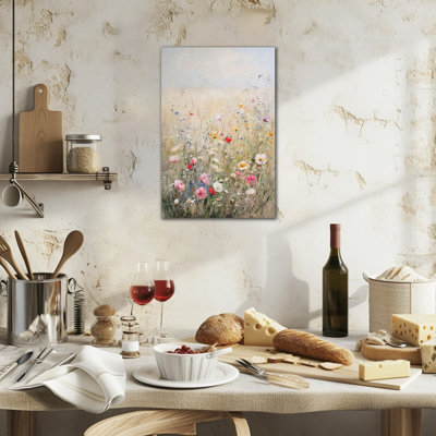Grande fleur sauvage, art mural sur toile, fleurs pastel, impressions sur toile, art mural floral botanique, décoration murale de campagne, peinture florale moderne, image pour le salon, la chambre à coucher, prête à être suspendue, 24 po x 36 po