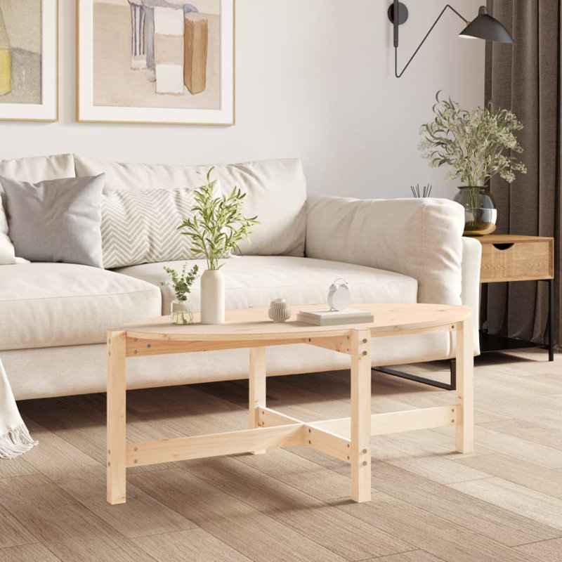 Wroblewski Solid Wood Four Leg Coffee Table, Beige, 45cm H x 118cm W x 63cm D