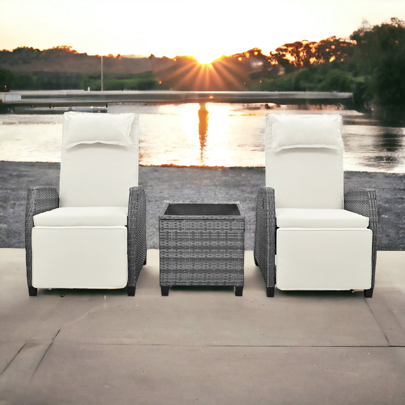 Kazuma Premium All-Weather Wicker 2 - Person Patio Conversation Set with Cushions, Beige