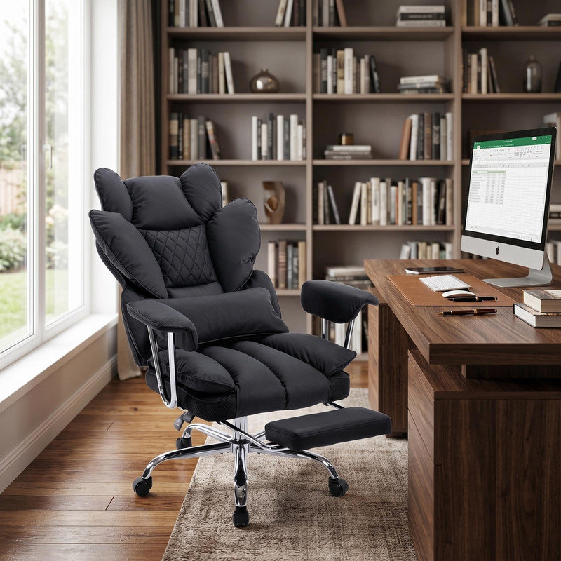 High Back Big & Tall Office Chair with Pocket Spring Cushion, Adjustable Armrests, Lumbar Support & Footrest – PU Leather