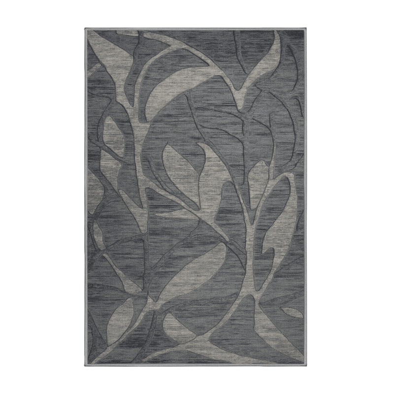 Machine Washable Abstract Gray Area Rug, Runner 2' x 5'