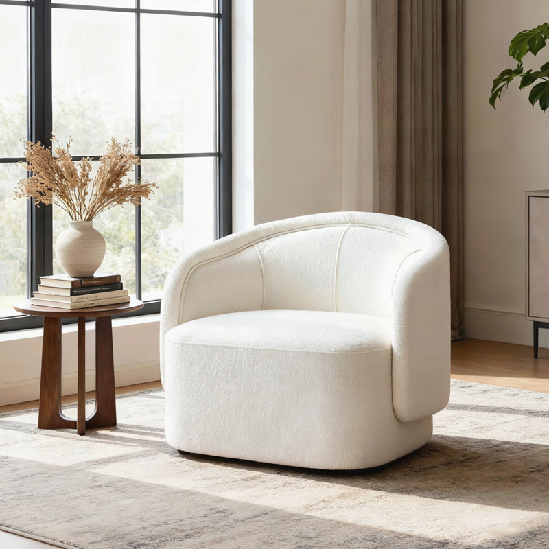 Fauteuil d'appoint moderne courbé pour le salon, Crème