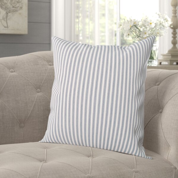 Comfy Cotton Striped Throw Pillow Covers Cases, Soft Decorative Square Ticking Cushion Covers for Sofa Couch (18 x 18 Inches, Pillow Insert+ Pillow