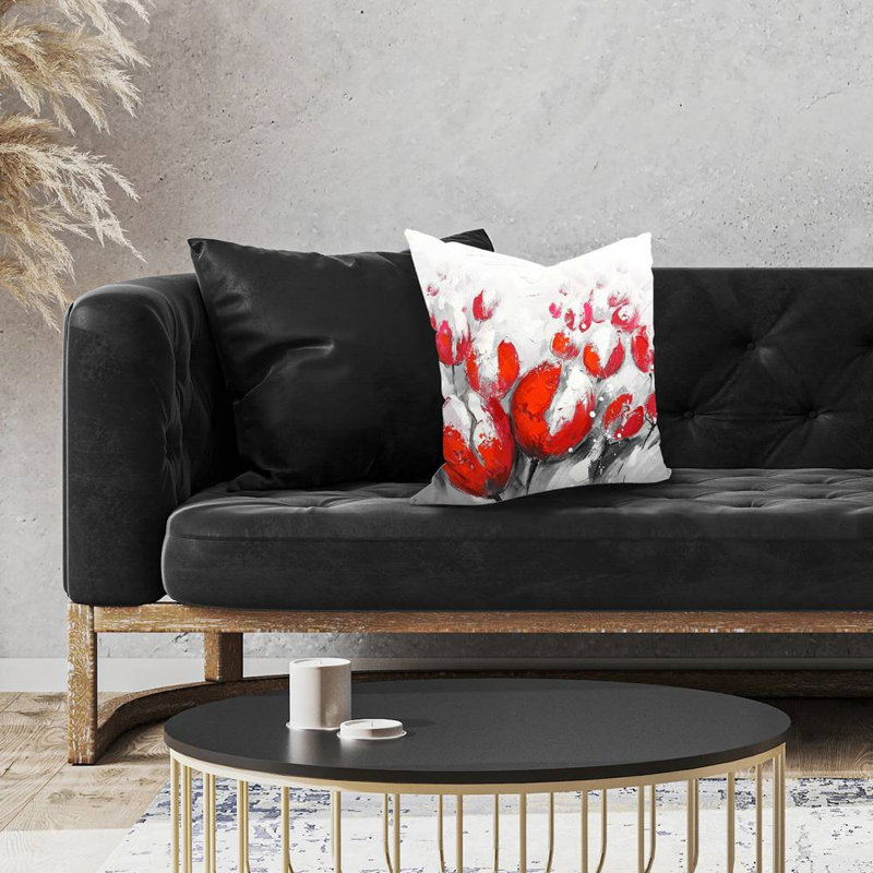 Red tulips - 18"x18" Throw pillow cover - Poly twill - Print on demand