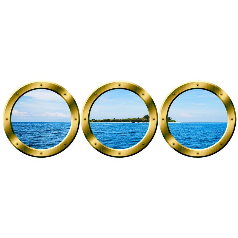 Décalcomanie murale île de tropical island, H 24 po x l 80 po x P 0,01 po, Or