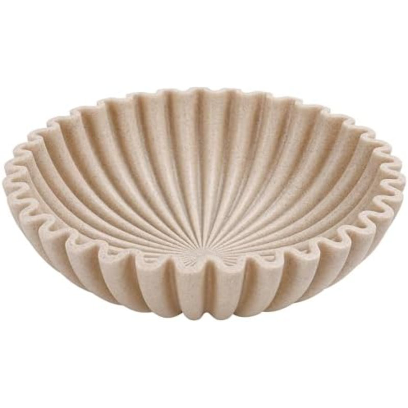 Large Decorative Bowl, Modern Handicraft Bowls for Home Decor, Fruit Bowl for Kitchen Counter, Ruffle Decor, Stylish Key Bowl for Entry Table, Artificial Stone
