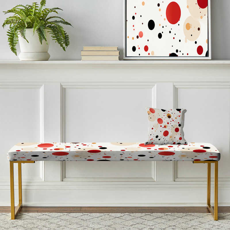 Banc rembourré Fashion, Pois rouges et blancs rétro