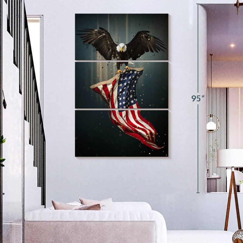 Borges Eagle And American Flag, 74" H x 48" W