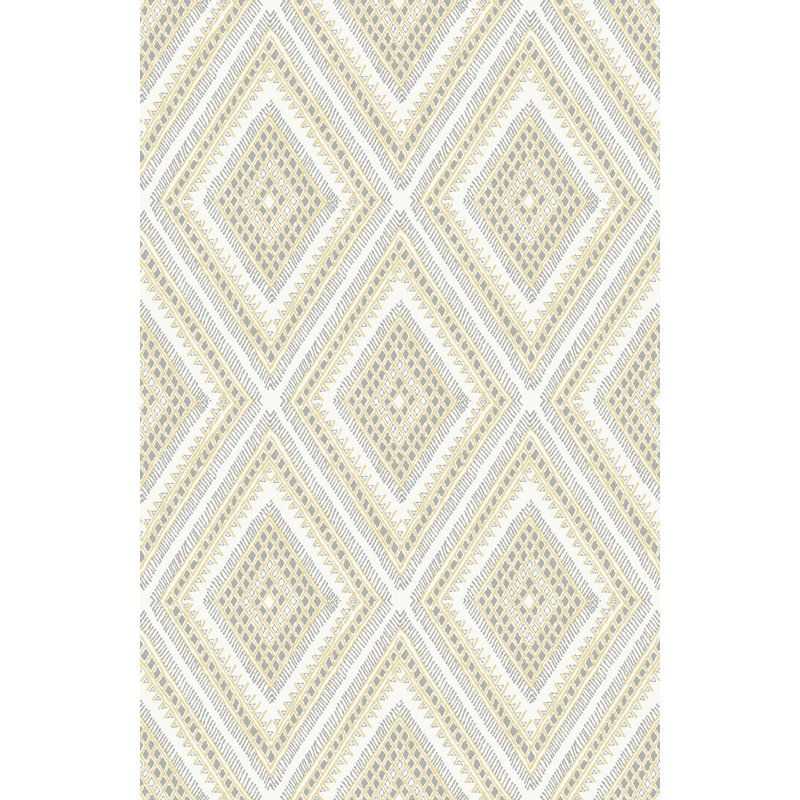 Ana Tribal Diamonds 10.06m x 52.07cm Semi-Gloss Wallpaper Roll, Light Yellow