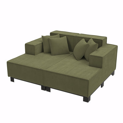 Modern Sofa Couch  Sofa Bed Upholstered Sofa  Chaise Lounge With 4 Pillows For Living Room, Green