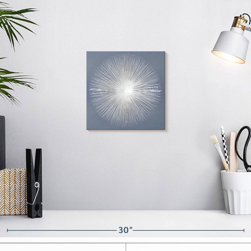 Avery argenté sur fond gris I, H 10 po x l 10 po