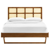 Modway Sidney Cane and Wood Platform Bed with Angular Legs