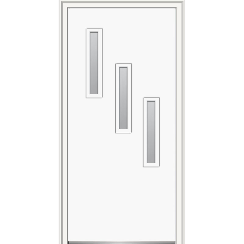 Porte d'entrée pré-suspendue en acier Spotlight, H 80 po x l 30 po x P 1,75 po, Blanc brillant