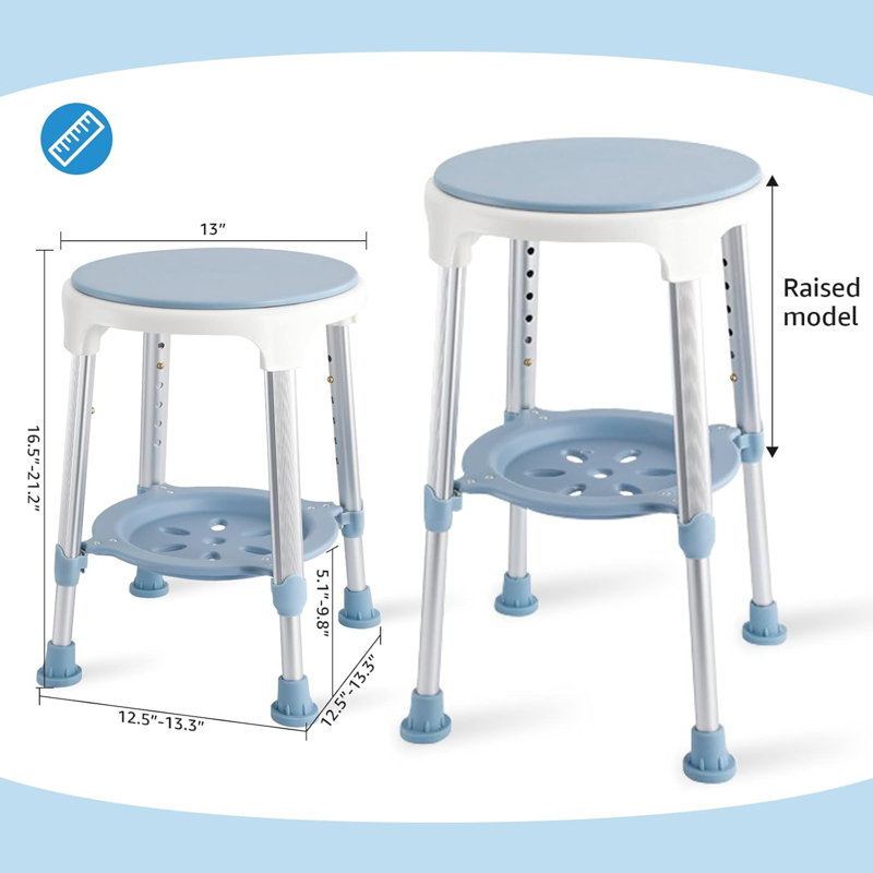Tabouret de chaise de douche, tabouret de baignoire réglable avec plateau de rangement