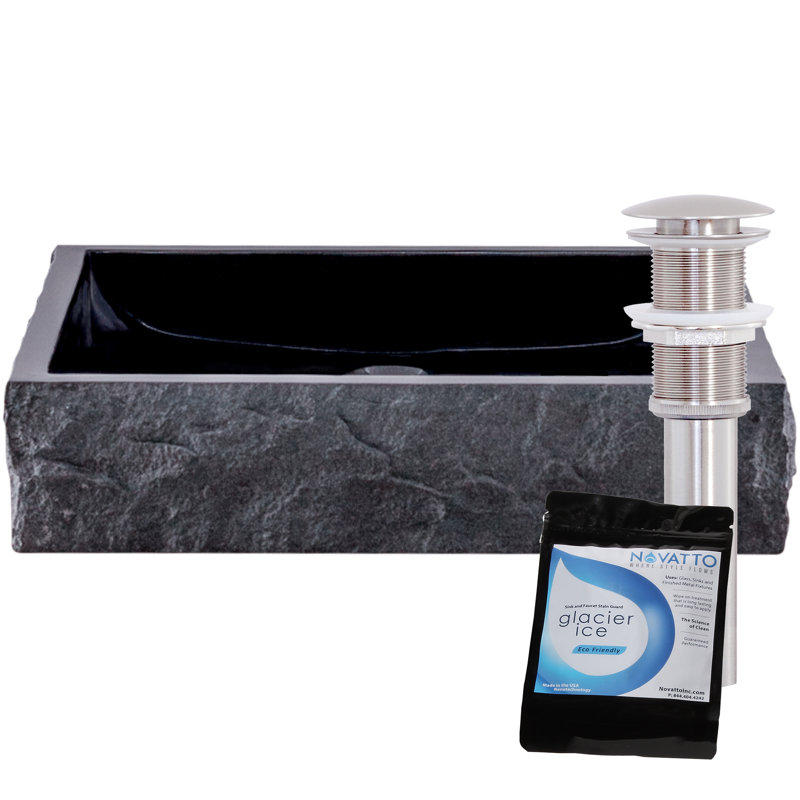 Novatto 18'' Granite Square Bathroom Sink, Brushed Nickel