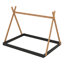 Lit de ferme double en bois massif avec structure triangulaire et garde-corps en forme de X