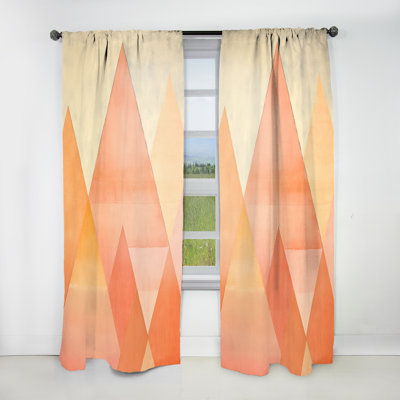 Duprey Peachy Pyramids Shapes - Abstract Shapes Curtain - Velvet Room Darkening - 1 Panel
