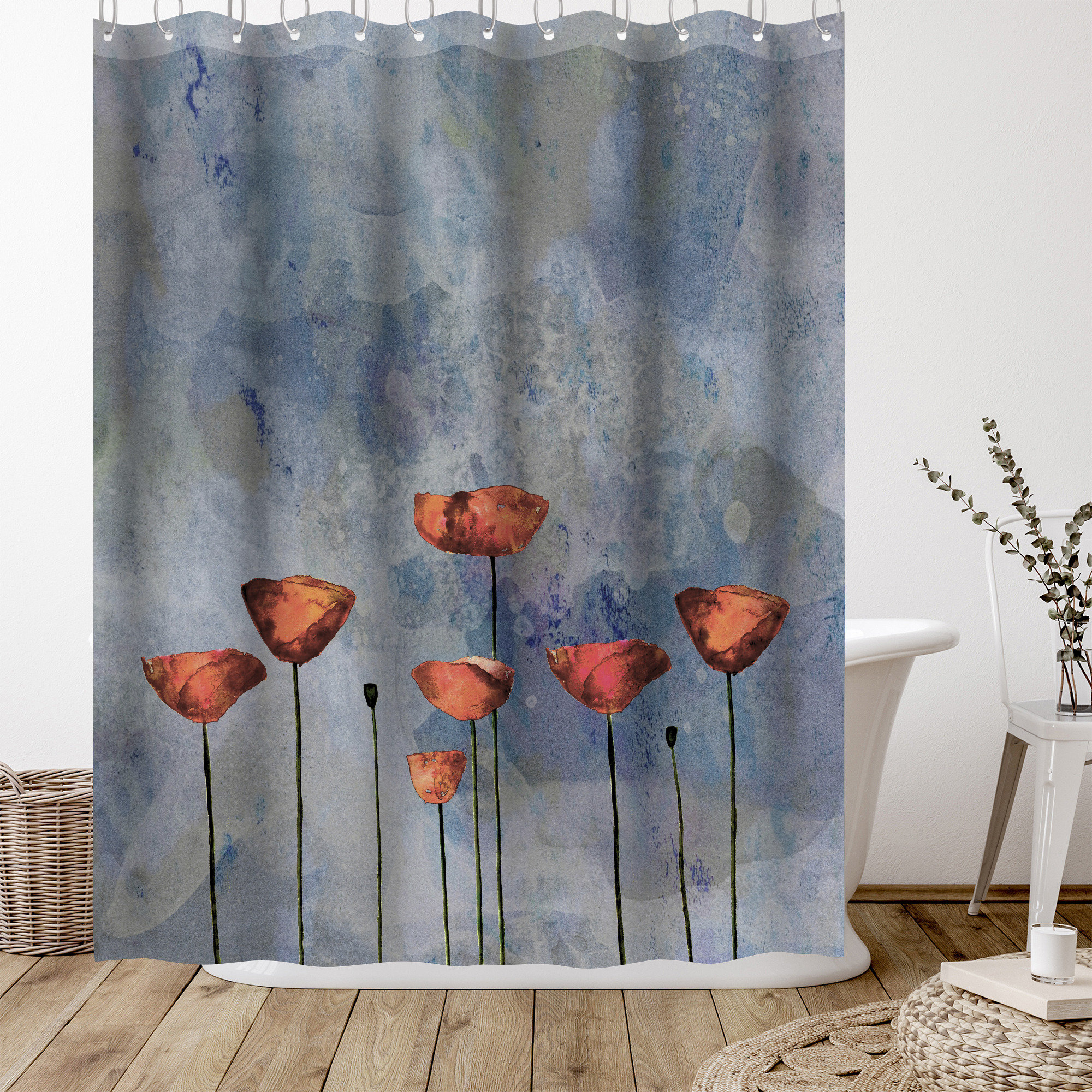 A Pair of Floral Botanical Curtains, Floral Window Curtain, Meadow
