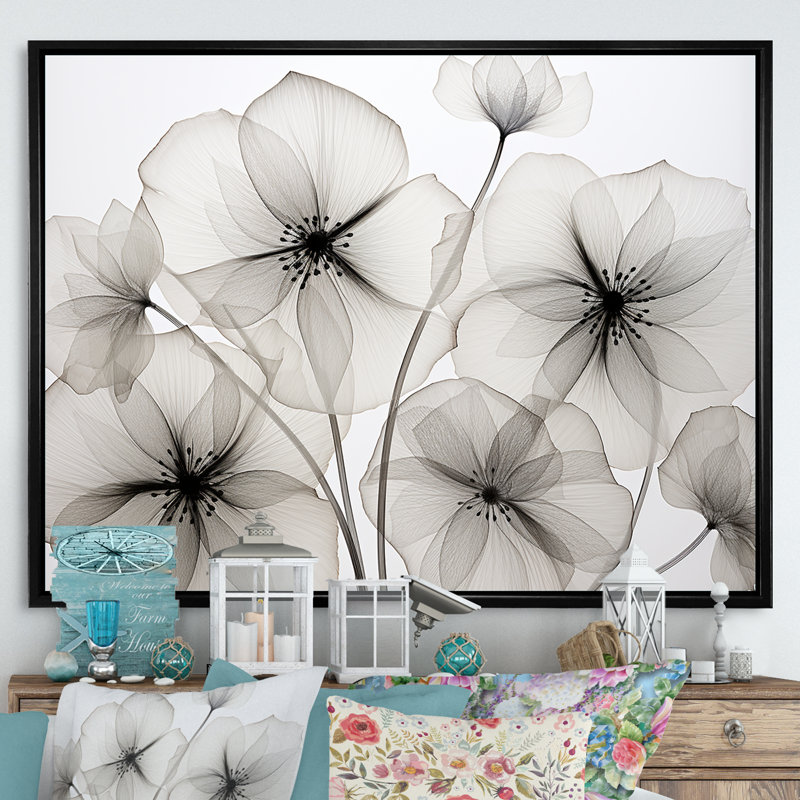 «Black and White Morning Glory Speed - Morning Glory», reproduction d'art sur toile, Cadre flottant noir