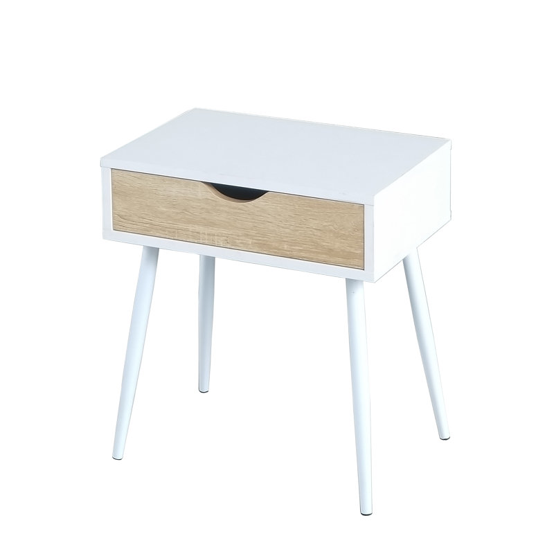 Toulouse 45cm W Manufactured Wood Bedside Table, White/Natural