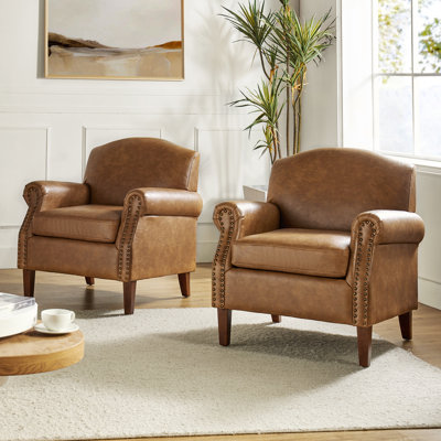 Fauteuil en similicuir 31 po avec pieds en bois massif Mooresville