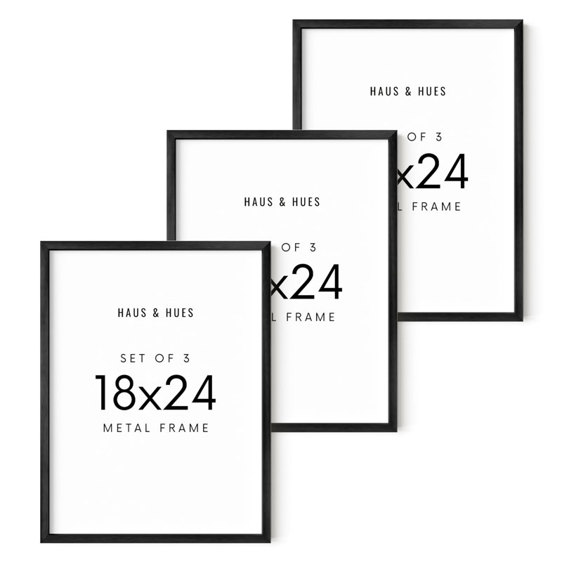  Cadre photo en métal - ensemble de 3, Noir, L 18 po x H 24 po
