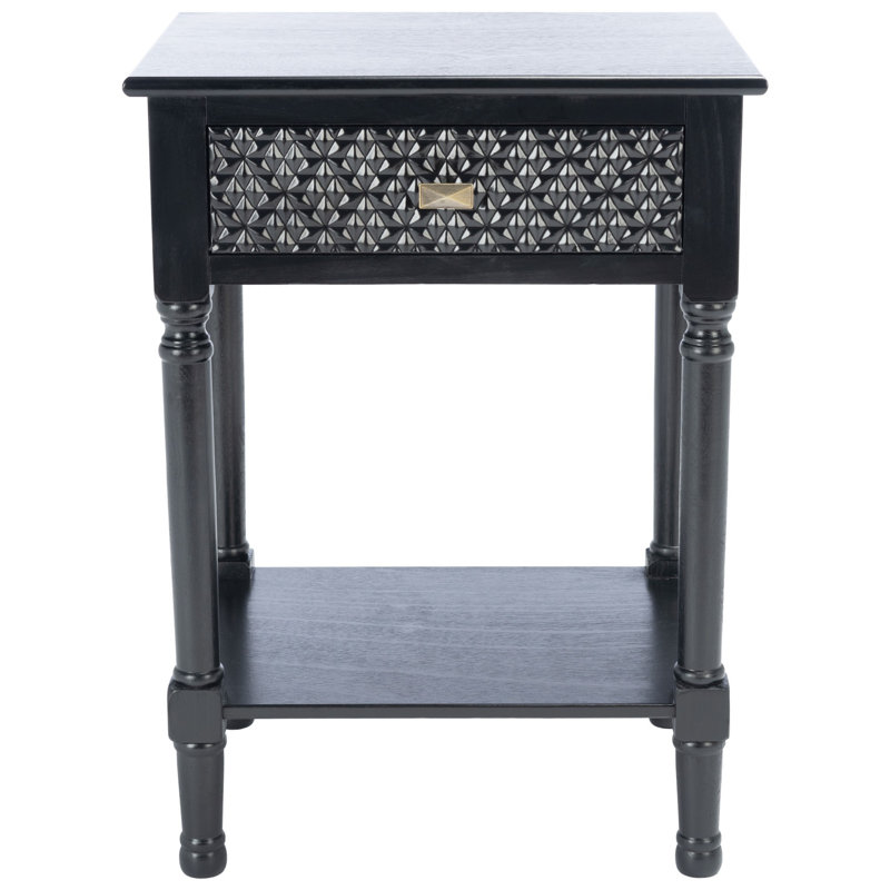 Peters End Table with Storage, Black