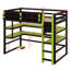Lit mezzanine multifonctionnel en bois avec bureau intégré, tablettes de rangement et éclairage RVB-1401984345-1401984346