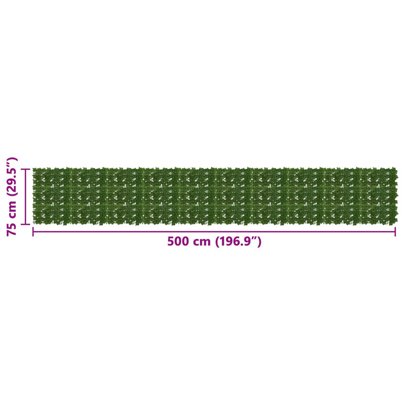 Vidaxl Balcony Screen With Leaves Garden Sunshade Dark Green/Green Multi Sizes, 500cm W x 75cm D