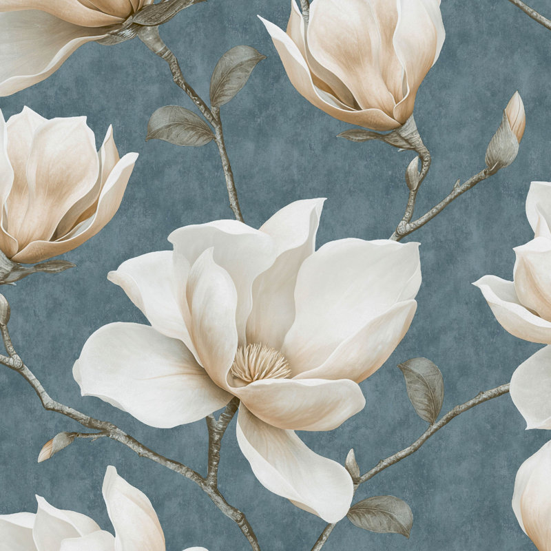 Papier peint Grand Magnolia, Bleu