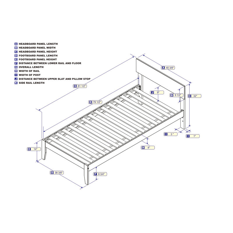 Lit plateforme en bois massif Farrah , Gris, Simple extra long