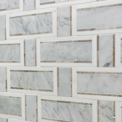Esplanade 13x13 Polished Thassos Marble Mosaic Tile