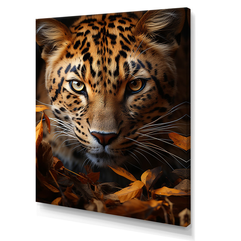 «Leopard Golden Stalker Portrait Gaze», reproduction sur toile, Toile tendue, H 32 po x l 16 po x P 1 po