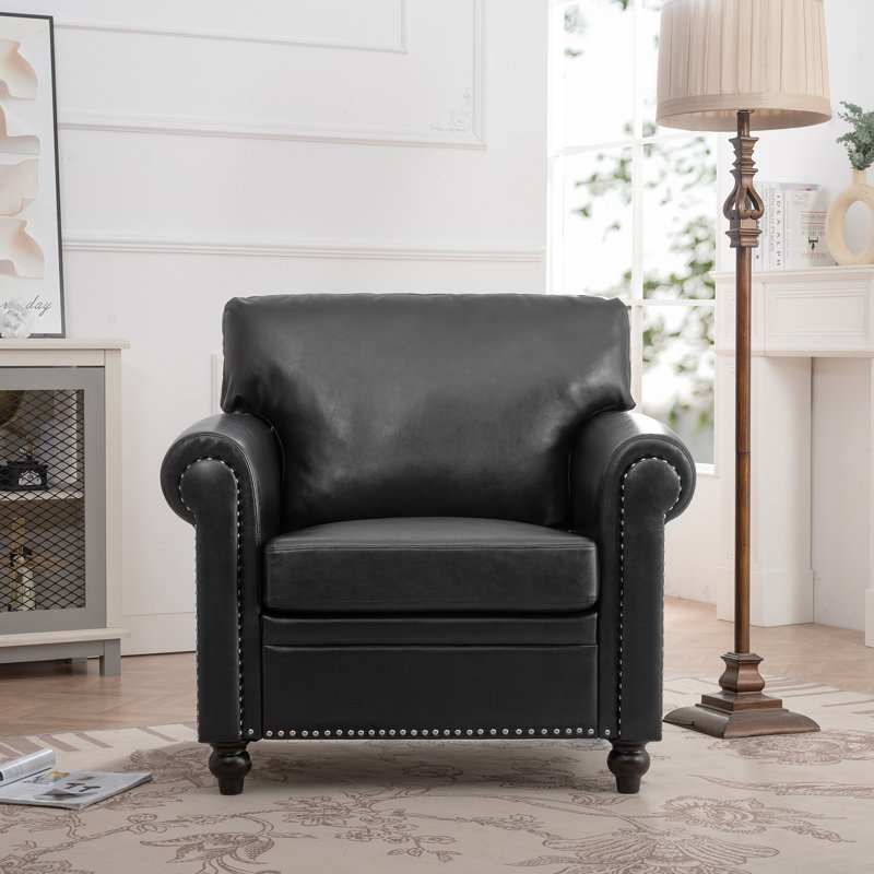 Modern Style Roller Design Armchair, Black PU Fabric