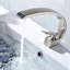 Robinet de salle de bain en nickel brossé - Lavabo moderne à un trou avec forme géométrique et valve de remplissage en céramique