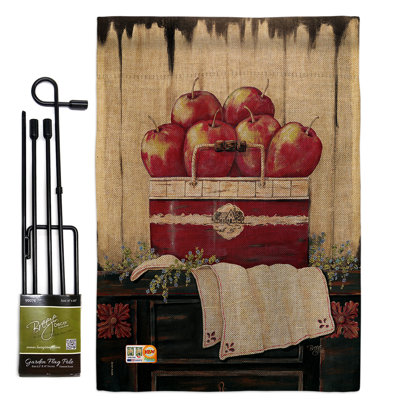 Nellis Ruby Red Country Apple Food Fruits Impressions 2-Sided Burlap 19 x 13 in. Flag Set