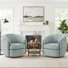Swivel Barrel Chair with Solid Wood Base (Set of 2 )