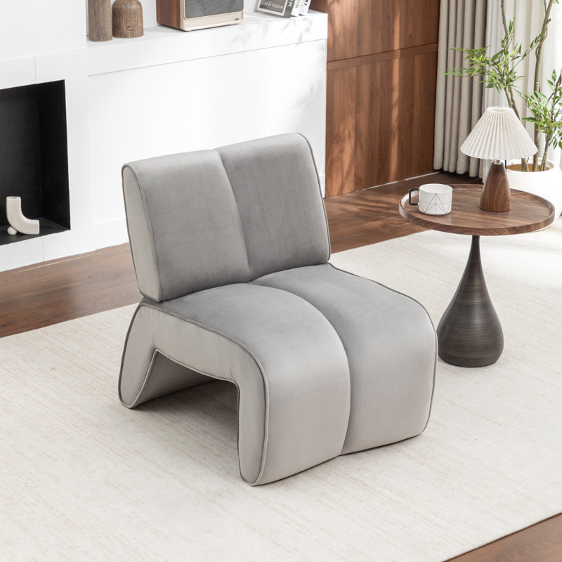 Fauteuil d'appoint en velours Angel, Gris