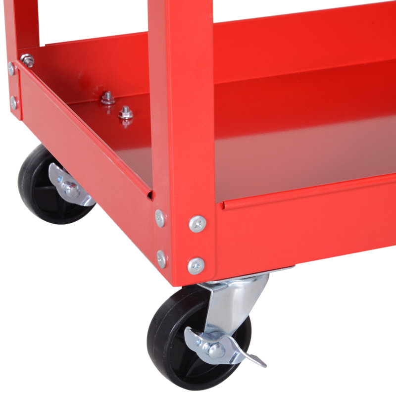 DURHAND 3-Tier Tool Trolley Cart Storage Red