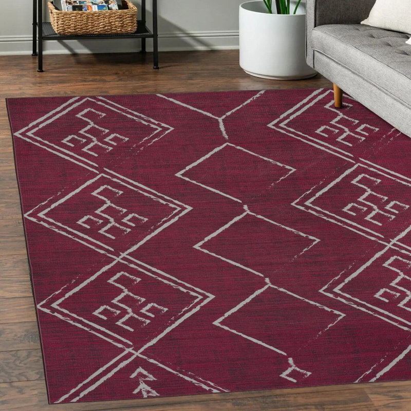 Washable Geometric Indoor Rug, Rectangle 5'8'' x 9'