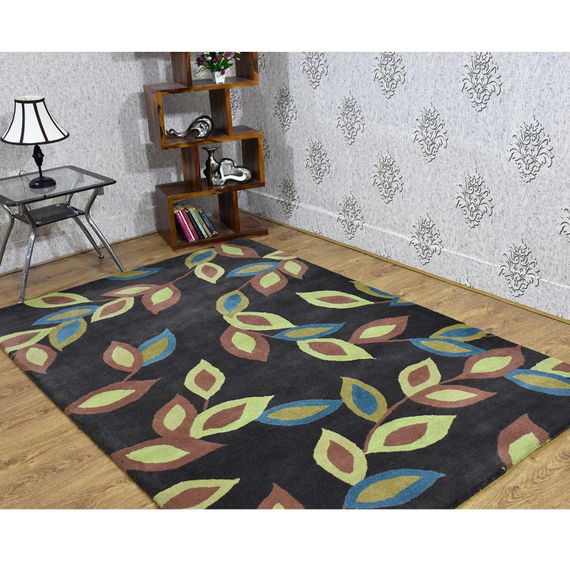 Tapis en laine touffetés à la main à motif floral - Rectangle, multicolore, motif floral moderne, tapis antidérapants faits à la main épais pour salon, chambre à coucher